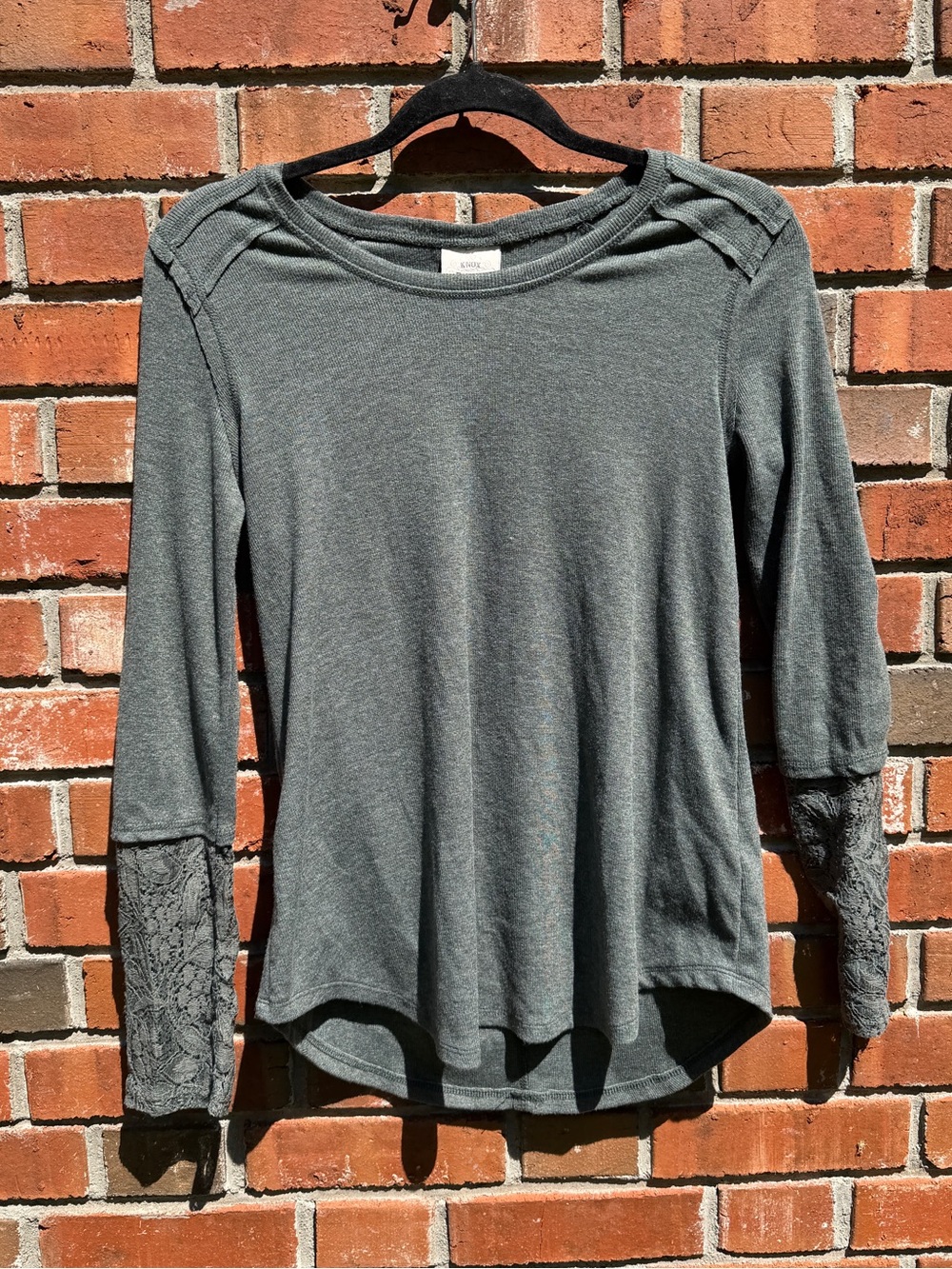 Knox Rose Long Sleeve Charcoal Grey Top Size XS